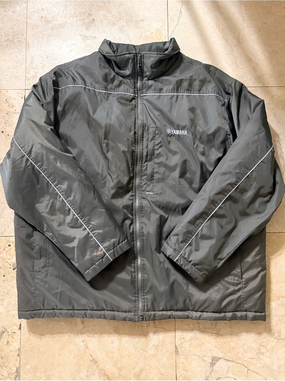 Yamaha Men's Dark Gray Windbreaker with Reflective Piping